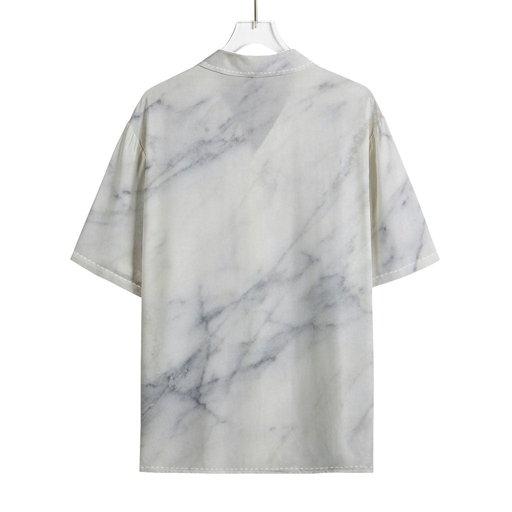 Smoke Grey Marble Print Rayon Hawaiian Shirt