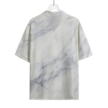 Smoke Grey Marble Print Rayon Hawaiian Shirt