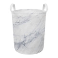 Smoke Grey Marble Print Round Laundry Basket