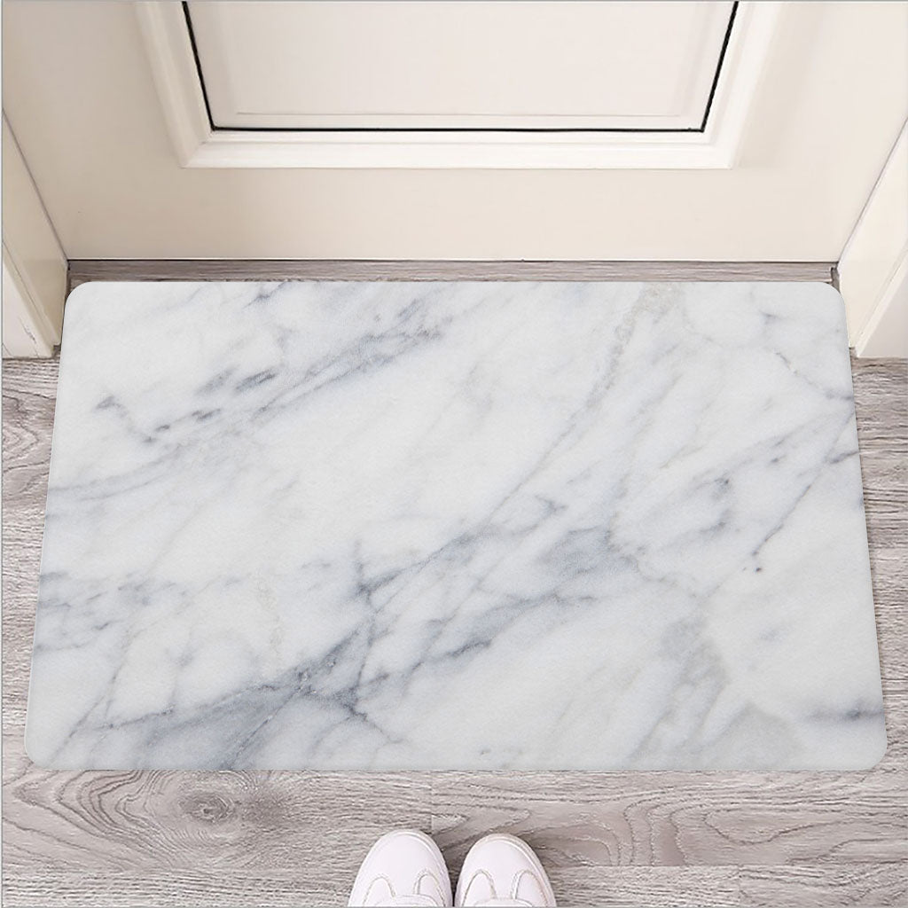 Smoke Grey Marble Print Rubber Doormat