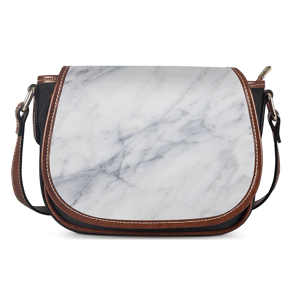 Smoke Grey Marble Print Saddle Bag