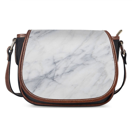 Smoke Grey Marble Print Saddle Bag
