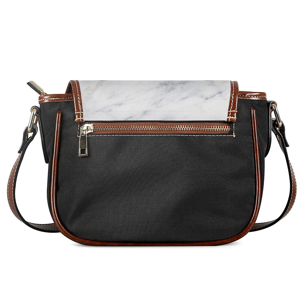 Smoke Grey Marble Print Saddle Bag