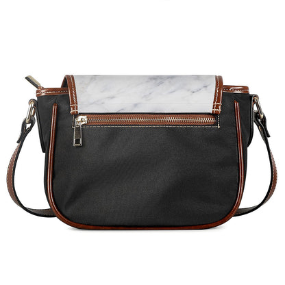 Smoke Grey Marble Print Saddle Bag