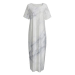 Smoke Grey Marble Print Short Sleeve Long Nightdress