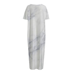 Smoke Grey Marble Print Short Sleeve Long Nightdress