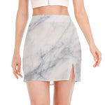 Smoke Grey Marble Print Side Slit Mini Skirt