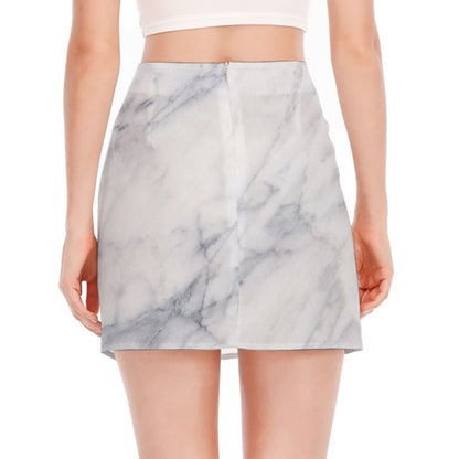 Smoke Grey Marble Print Side Slit Mini Skirt