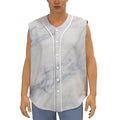 Smoke Grey Marble Print Sleeveless Baseball Jersey