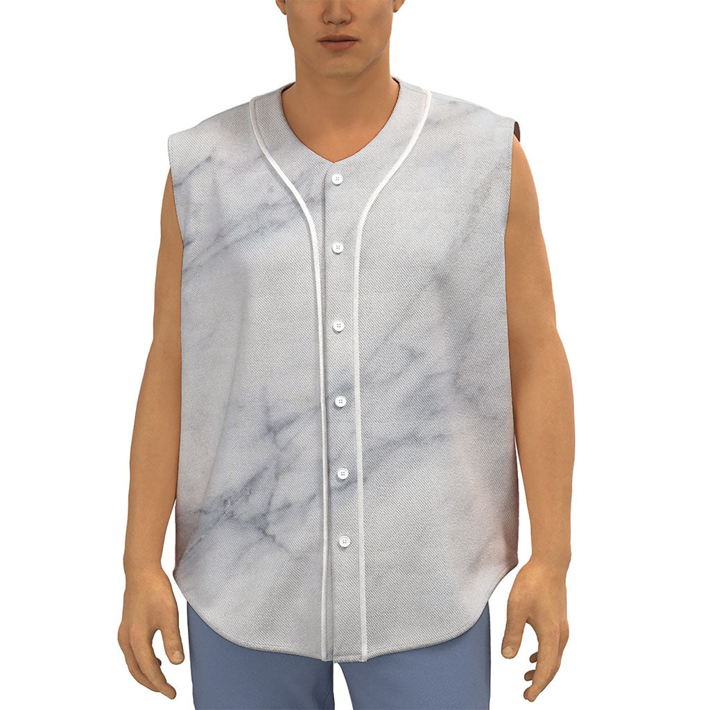 Smoke Grey Marble Print Sleeveless Baseball Jersey