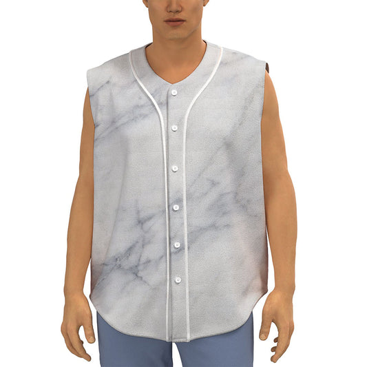 Smoke Grey Marble Print Sleeveless Baseball Jersey