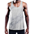 Smoke Grey Marble Print Men's Workout Tank Top