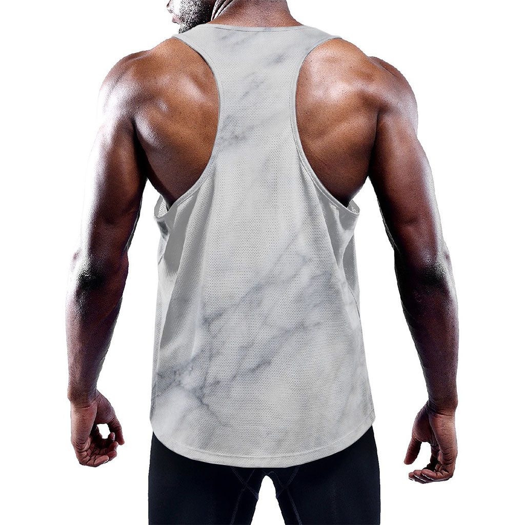 Smoke Grey Marble Print Training Tank Top