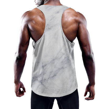 Smoke Grey Marble Print Training Tank Top