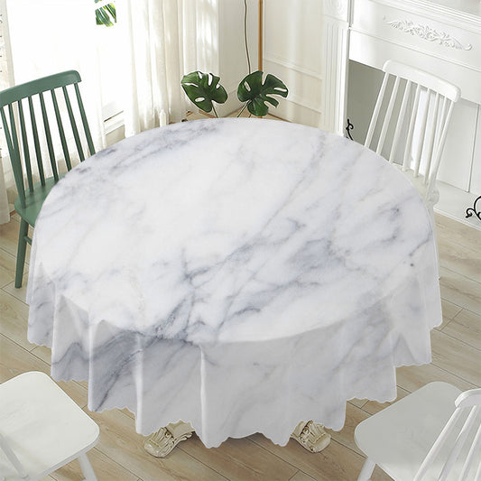 Smoke Grey Marble Print Waterproof Round Tablecloth