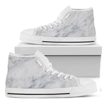Smoke Grey Marble Print White High Top Sneakers