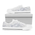 Smoke Grey Marble Print White Low Top Sneakers