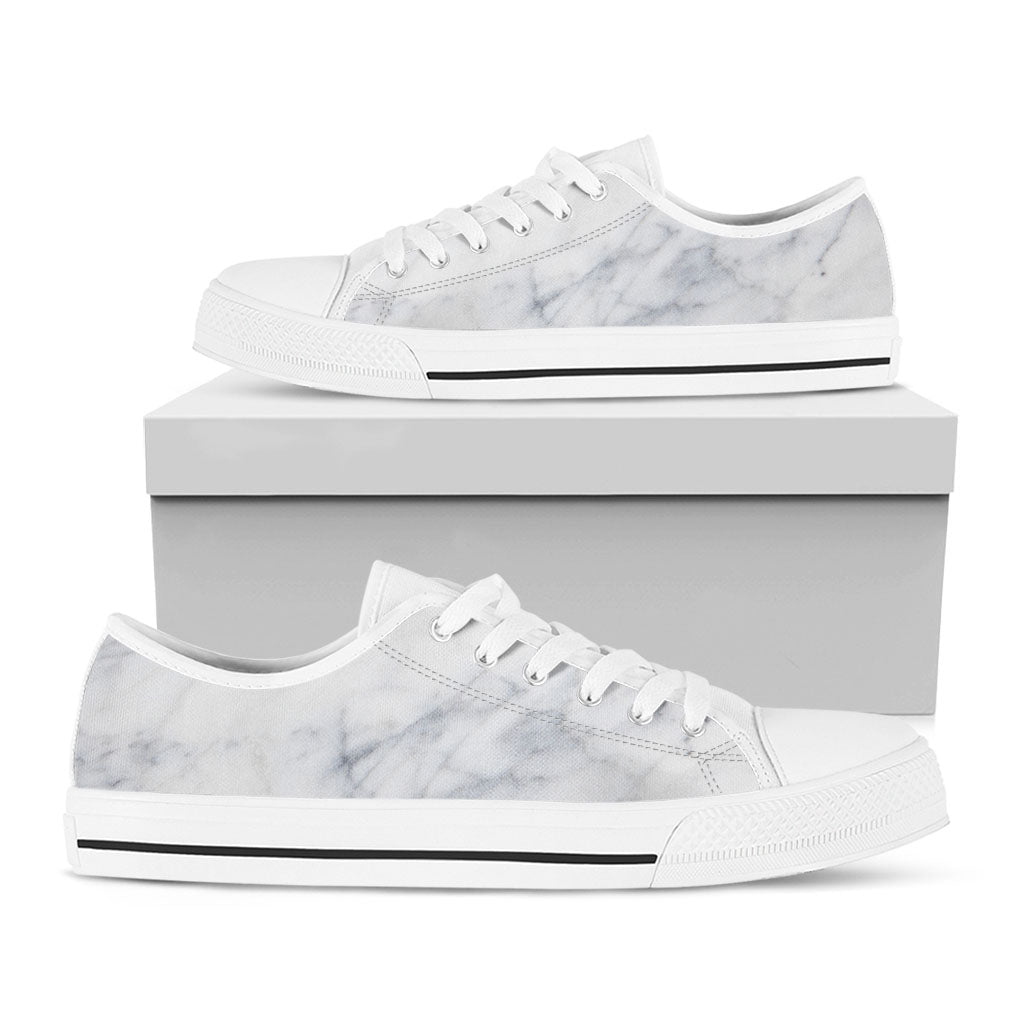 Smoke Grey Marble Print White Low Top Sneakers