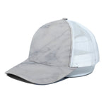 Smoke Grey Marble Print White Mesh Trucker Cap