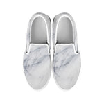 Smoke Grey Marble Print White Slip On Sneakers