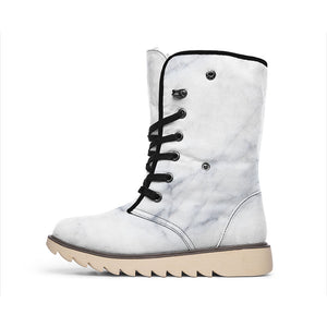 Smoke Grey Marble Print Winter Boots