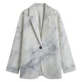 Smoke Grey Marble Print Women's Cotton Blazer