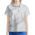 Smoke Grey Marble Print Women's Polo Shirt