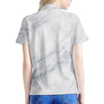 Smoke Grey Marble Print Women's Polo Shirt