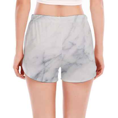 Smoke Grey Marble Print Women's Split Running Shorts