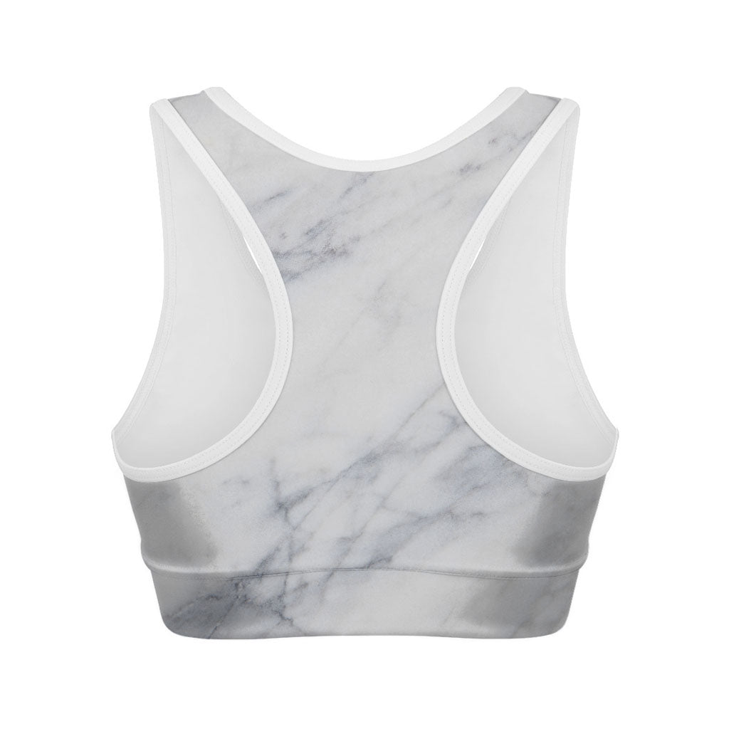Smoke Grey Marble Print Women's Sports Bra