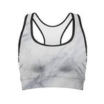 Smoke Grey Marble Print Women's Sports Bra