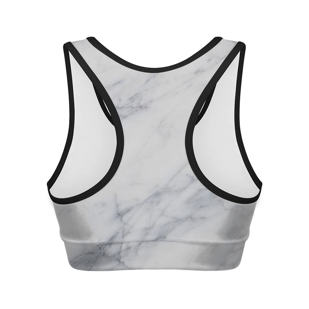 Smoke Grey Marble Print Women's Sports Bra