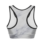 Smoke Grey Marble Print Women's Sports Bra
