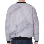 Smoke Grey Marble Print Zip Sleeve Bomber Jacket