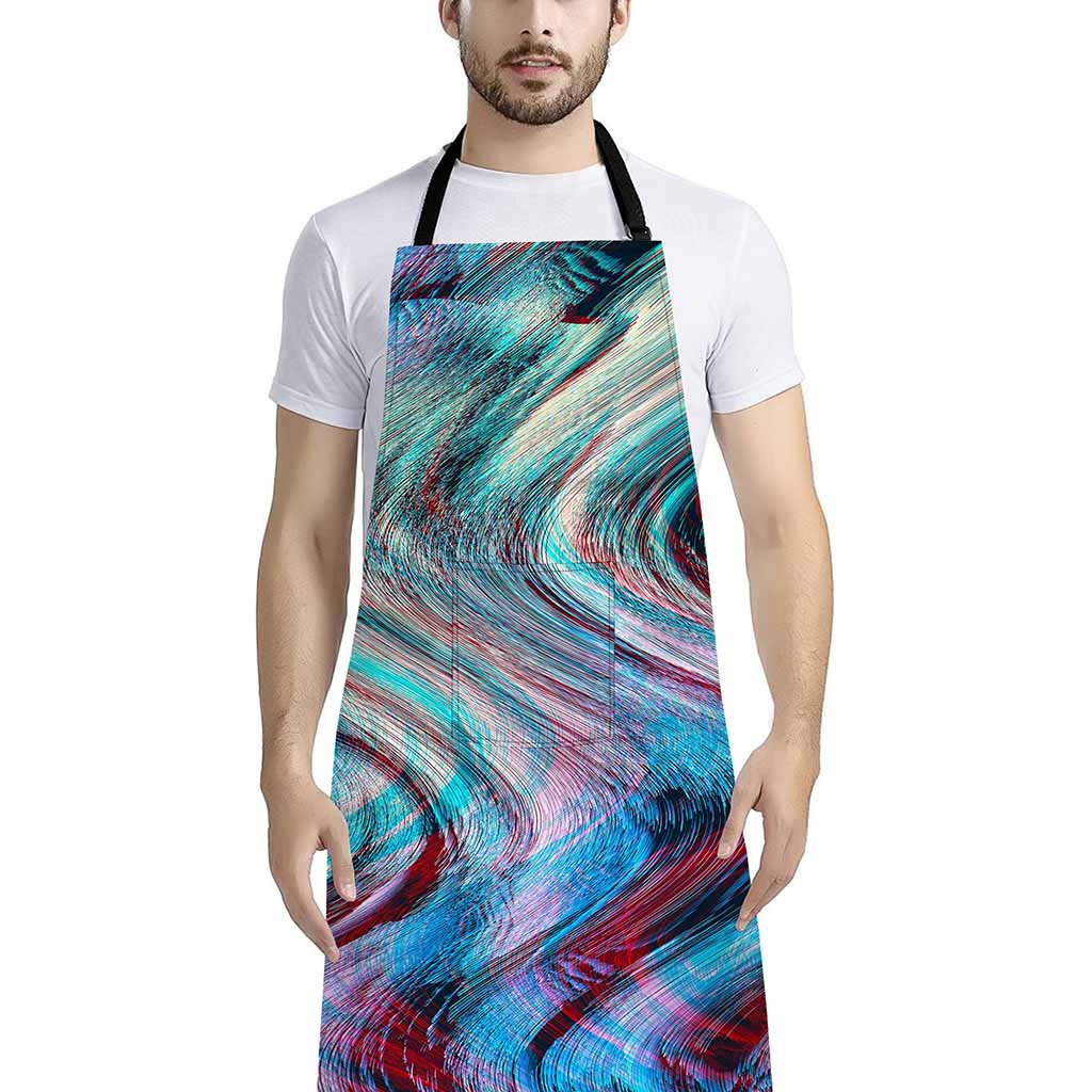 Smoke Psychedelic Trippy Print Bib Apron With Pocket