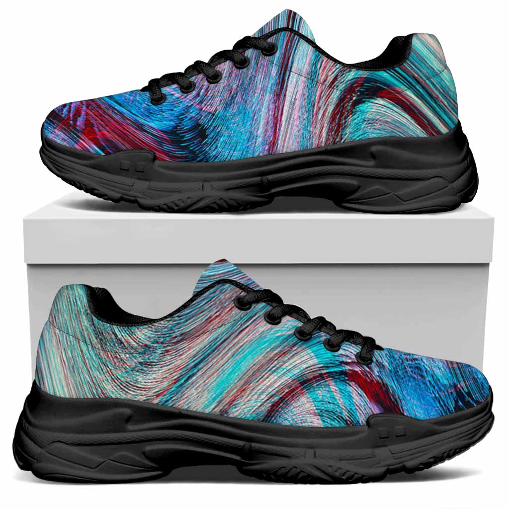 Smoke Psychedelic Trippy Print Black Chunky Shoes
