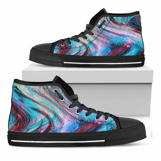 Smoke Psychedelic Trippy Print Black High Top Sneakers