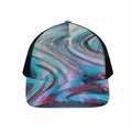 Smoke Psychedelic Trippy Print Black Mesh Trucker Hat