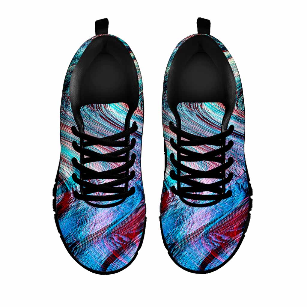 Smoke Psychedelic Trippy Print Black Running Shoes