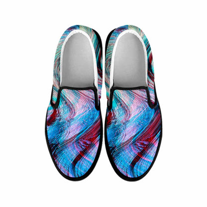 Smoke Psychedelic Trippy Print Black Slip On Sneakers
