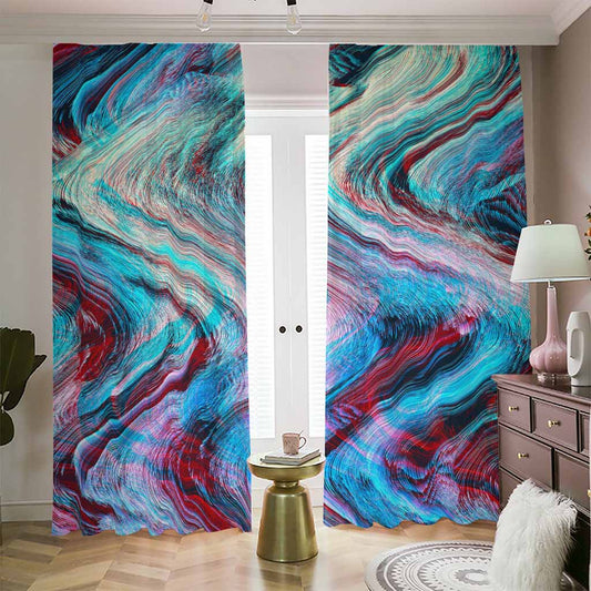 Smoke Psychedelic Trippy Print Blackout Pencil Pleat Curtains