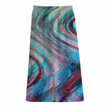 Smoke Psychedelic Trippy Print Cotton Front Slit Maxi Skirt