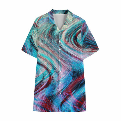 Smoke Psychedelic Trippy Print Cotton Hawaiian Shirt