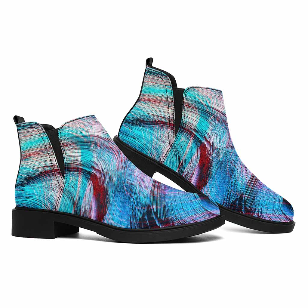 Smoke Psychedelic Trippy Print Flat Ankle Boots