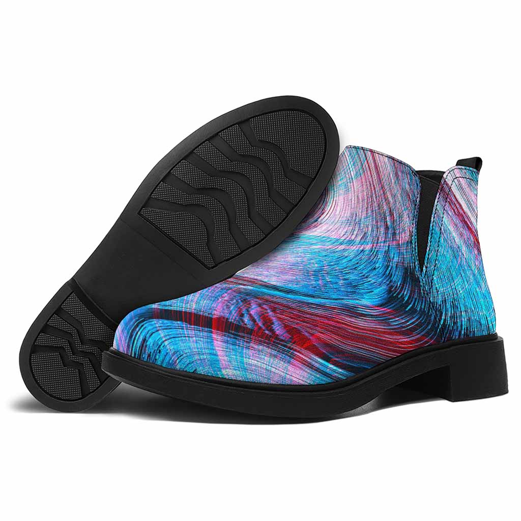 Smoke Psychedelic Trippy Print Flat Ankle Boots