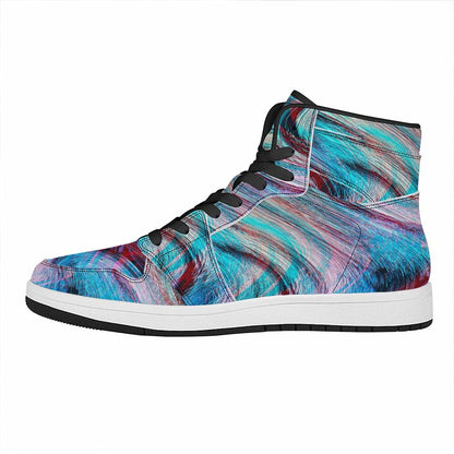 Smoke Psychedelic Trippy Print High Top Leather Sneakers