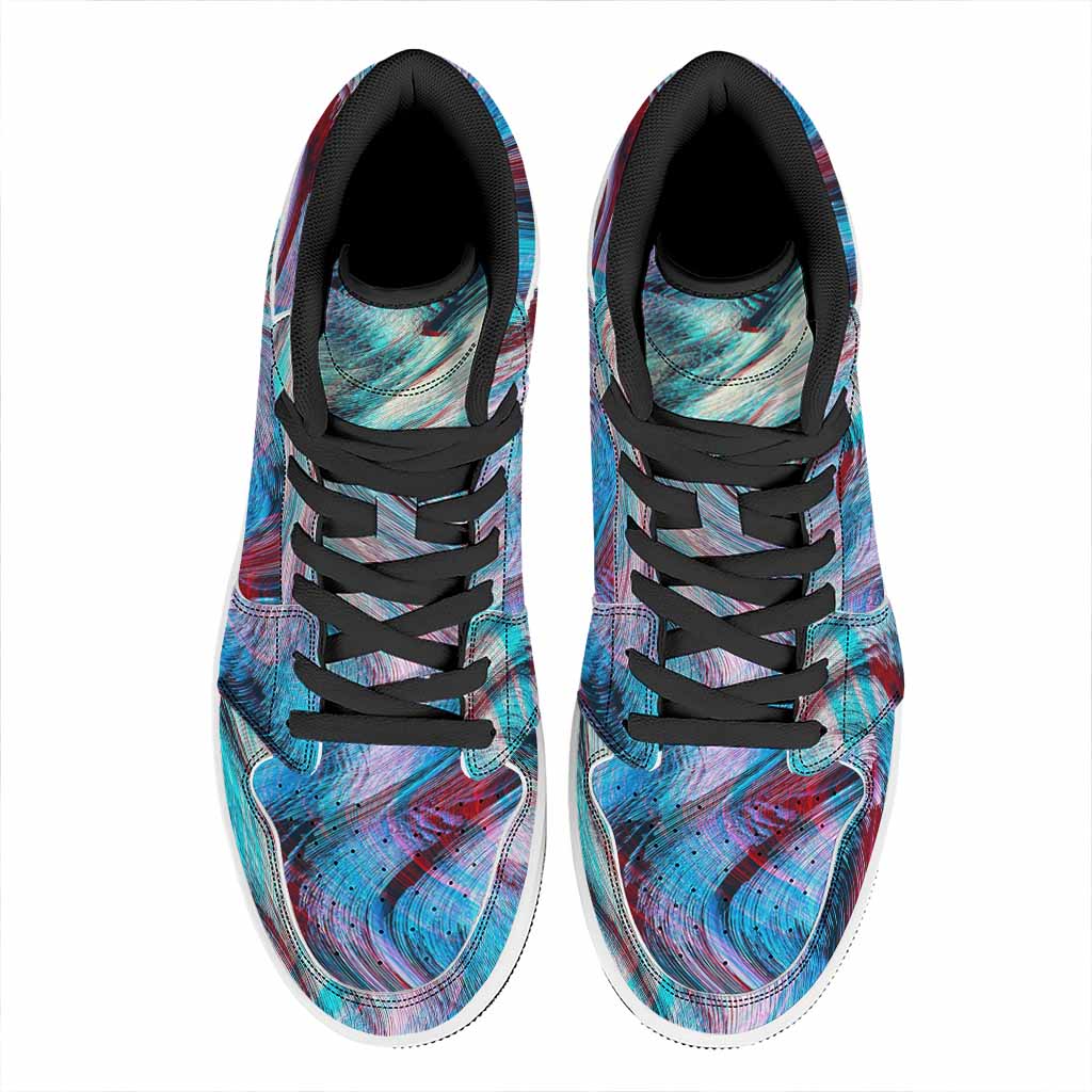 Smoke Psychedelic Trippy Print High Top Leather Sneakers