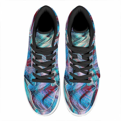 Smoke Psychedelic Trippy Print High Top Leather Sneakers