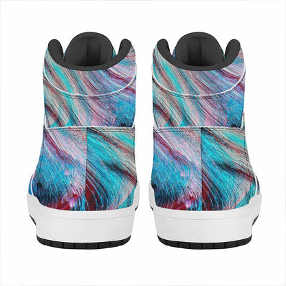 Smoke Psychedelic Trippy Print High Top Leather Sneakers