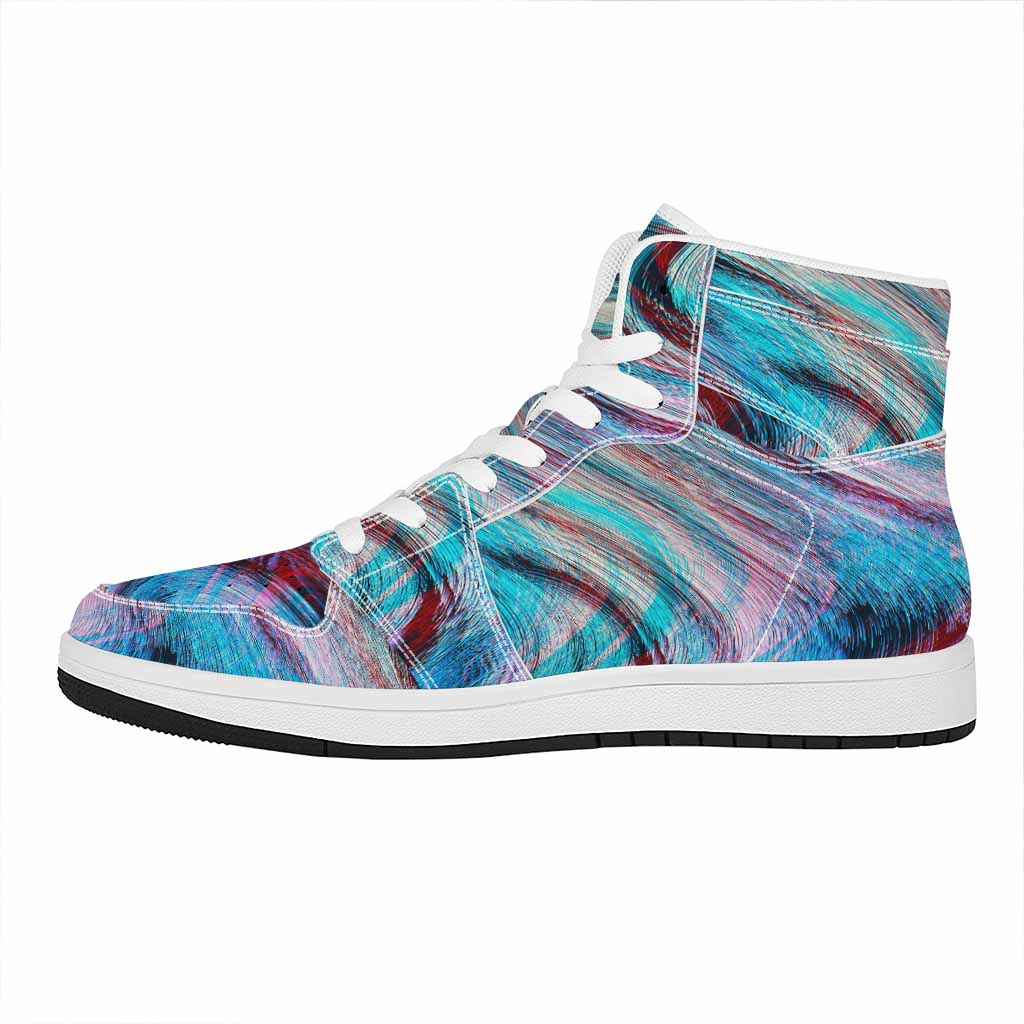 Smoke Psychedelic Trippy Print High Top Leather Sneakers